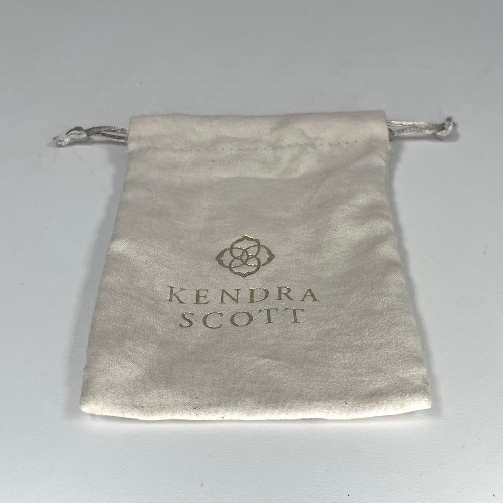 Kendra Scott Small Jewelry Pouch Cream Gold Logo Drawstring Dust Bag 4x5.5